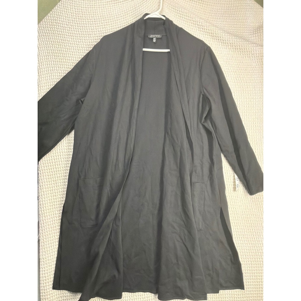 Minimalist Womens Slinky Brand Duster Cardigan 1X Black
